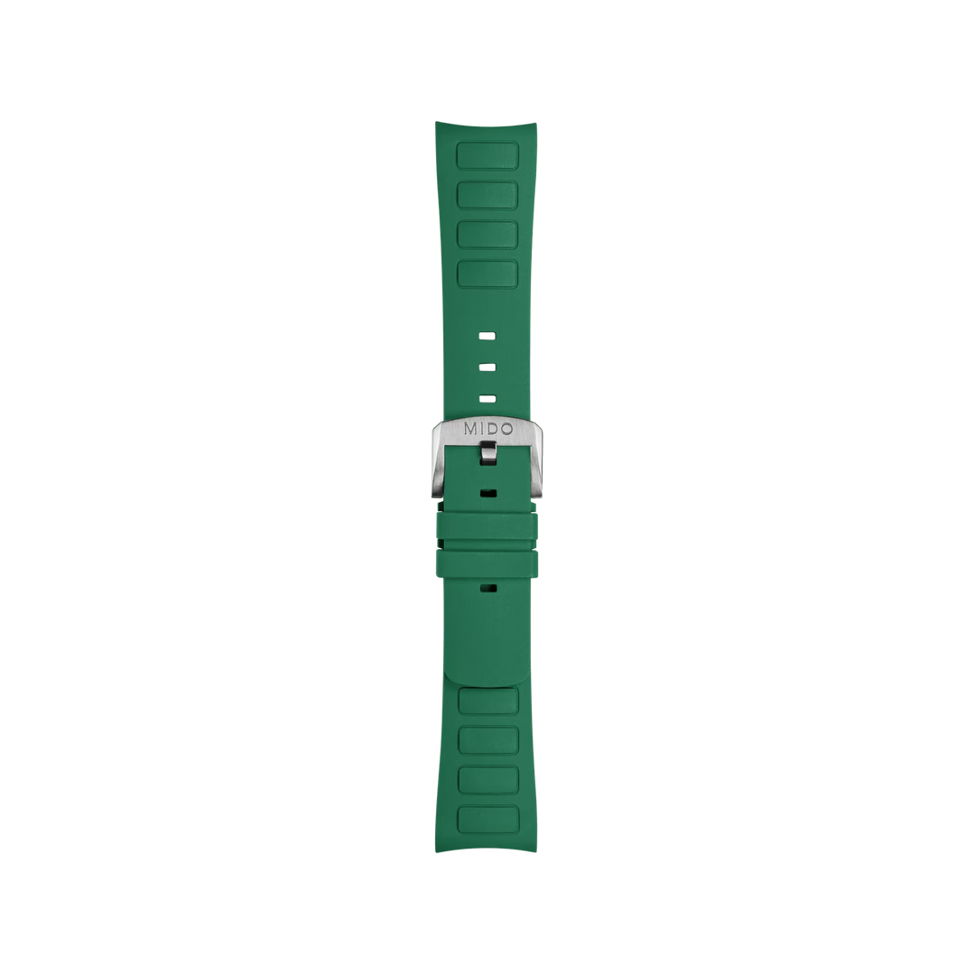 Mido Multifort TV Big Date Green Rubber Strap 22mm M852.019.156