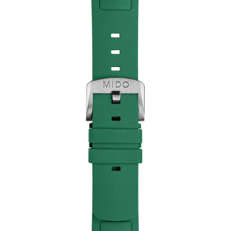 Mido Multifort TV Big Date Green Rubber Strap 22mm M852.019.156