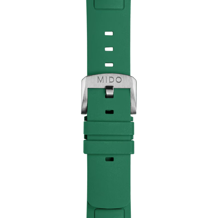 Mido Multifort TV Big Date Green Rubber Strap 22mm M852.019.156