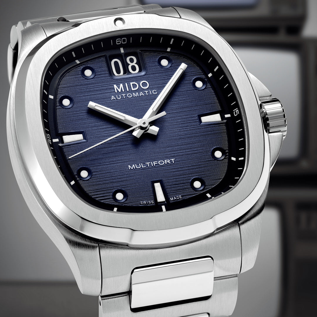 MIDO Multifort TV Big Date 39.2 mm x 40mm M049.526.11.041.00 dial detail