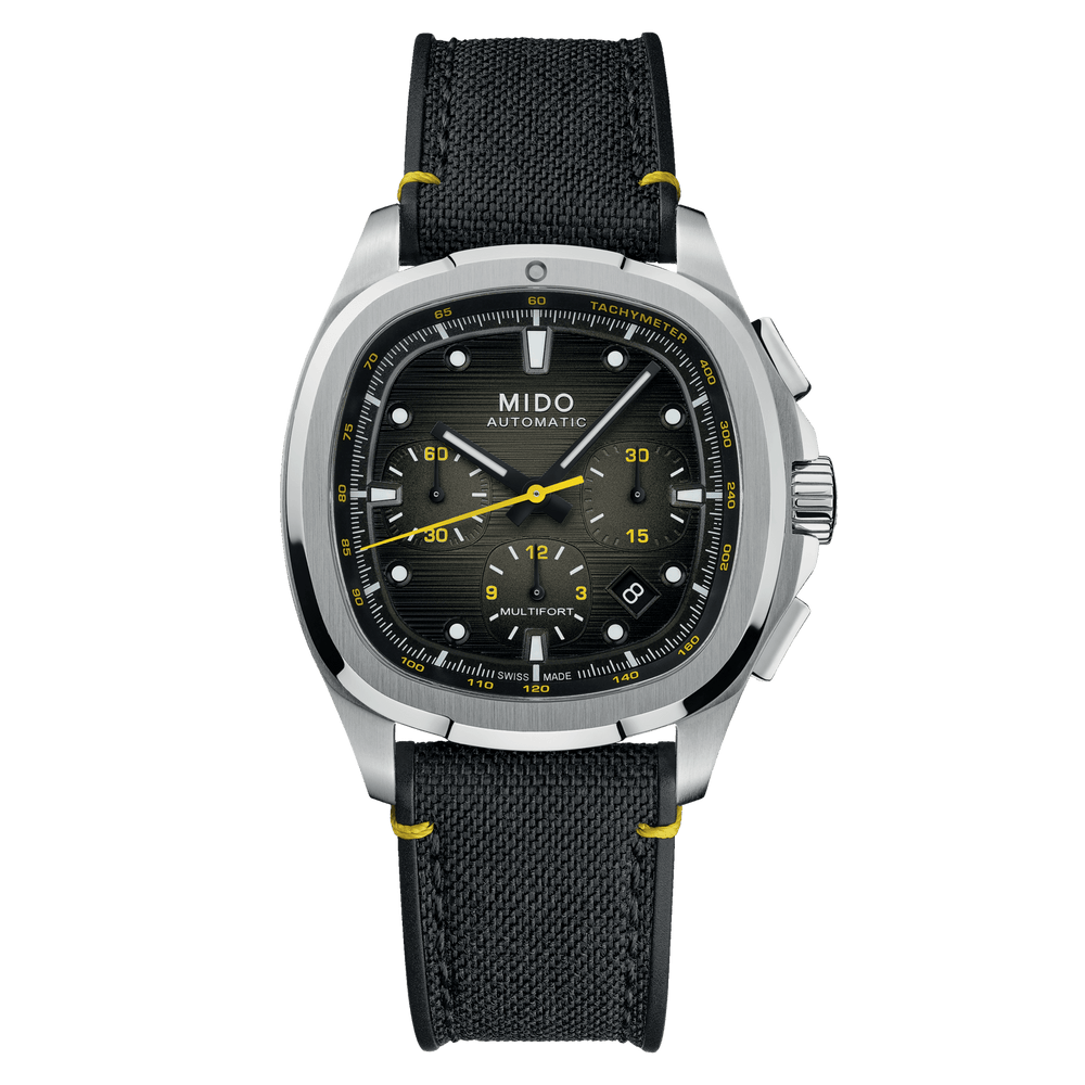 MIDO Multifort TV Chronograph 41.2 x 42mm M049.527.11.081.00 Nato strap front