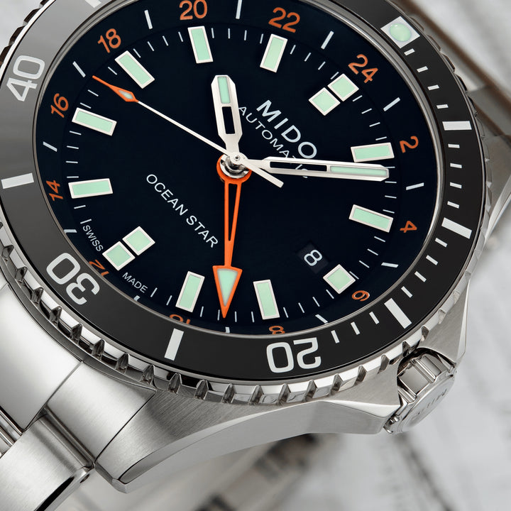 MIDO Ocean Star GMT 44 mm M026.629.11.051.01 dial detail