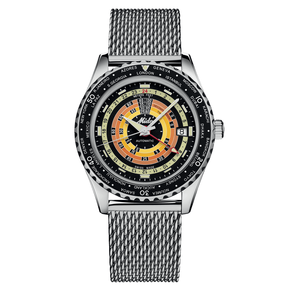 Mido Ocean Star Decompression Worldtimer GMT 40.5 mm M026.829.17.051.00 milanese strap