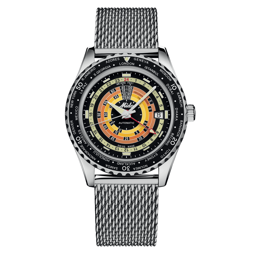 Mido Ocean Star Decompression Worldtimer GMT 40.5 mm M026.829.17.051.00 milanese strap