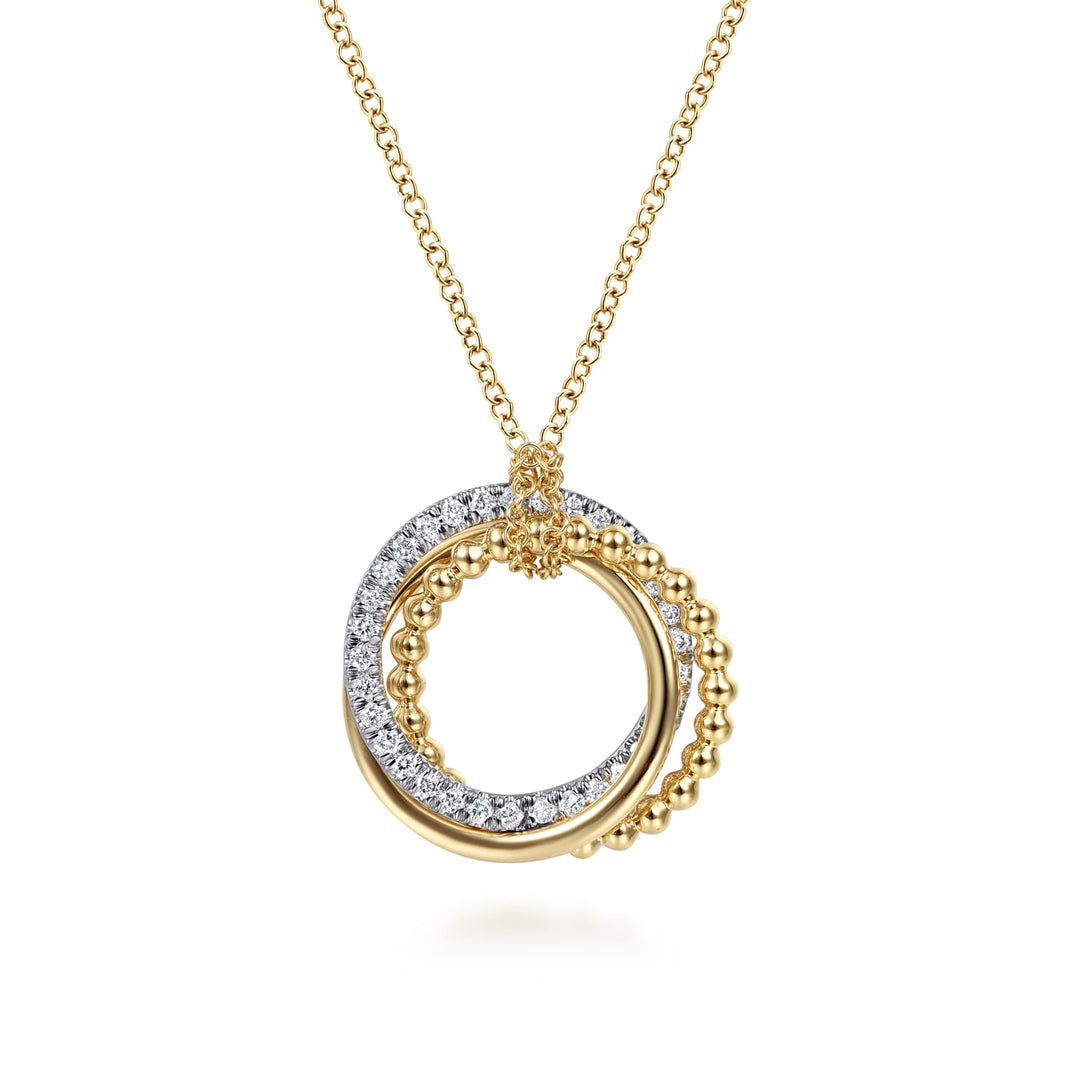 Gabriel & Co. 14K White and Yellow Gold Diamond Pendant Bujukan Necklace — pendant detail — NK6360M45JJ