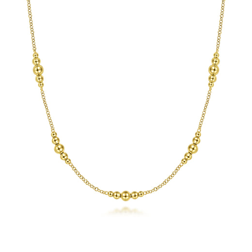 Gabriel & Co. 14K Yellow Gold Graduated Bujukan Beads Station Necklace NK6559Y4JJJ