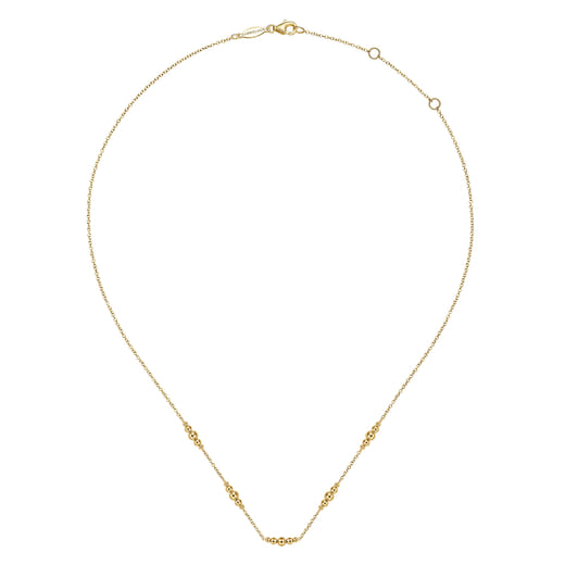 Gabriel & Co. 14K Yellow Gold Graduated Bujukan Beads Station Necklace NK6559Y4JJJ