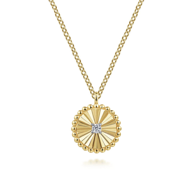 Gabriel & Co. 14K White and Yellow Gold Diamond Cut Diamond Pendant Bujukan Necklace
