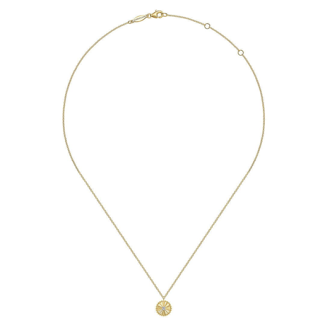 Gabriel & Co. 14K White and Yellow Gold Diamond Cut Diamond Pendant Bujukan Necklace — full necklace view — NK6862M45JJ