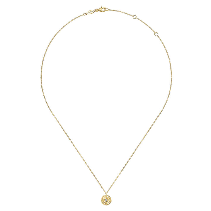 Gabriel & Co. 14K White and Yellow Gold Diamond Cut Diamond Pendant Bujukan Necklace — full necklace view — NK6862M45JJ