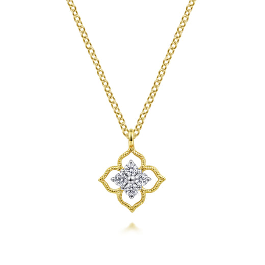 Gabriel & Co. 14K Yellow Gold Clover Diamond Pendant Necklace NK6868Y45JJ