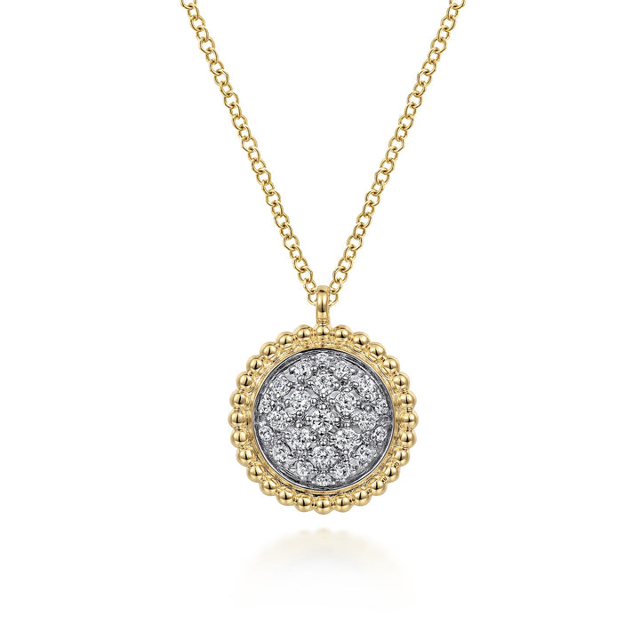 Gabriel & Co. 14K Yellow Gold Bujukan and Diamond Pavé Pendant Necklace — pendant detail — NK6978Y45JJ