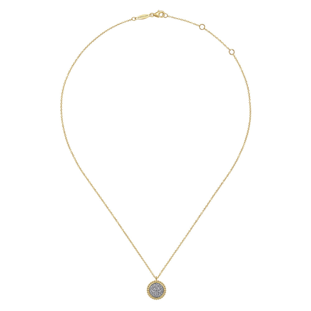 Gabriel & Co. 14K Yellow Gold Bujukan and Diamond Pavé Pendant Necklace — full necklace view — NK6978Y45JJ