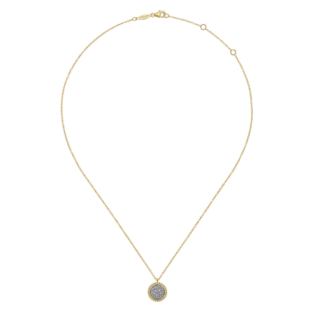Gabriel & Co. 14K Yellow Gold Bujukan and Diamond Pavé Pendant Necklace — full necklace view — NK6978Y45JJ