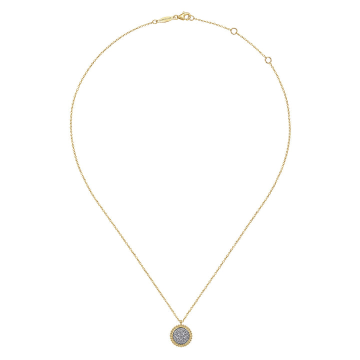 Gabriel & Co. 14K Yellow Gold Bujukan and Diamond Pavé Pendant Necklace — full necklace view — NK6978Y45JJ