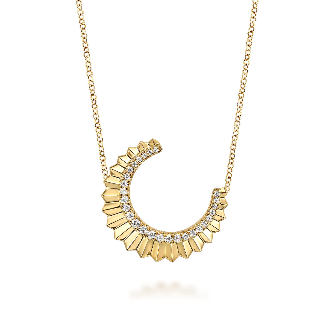 Gabriel & Co. 14K Yellow Gold Diamond Half Moon Diamond Cut Pendant Necklace — pendant detail — NK7559Y45JJ