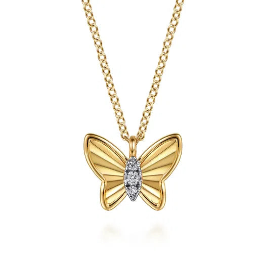 Gabriel & Co. 14K Yellow Gold Diamond Butterfly Necklace NK7664Y45JJ