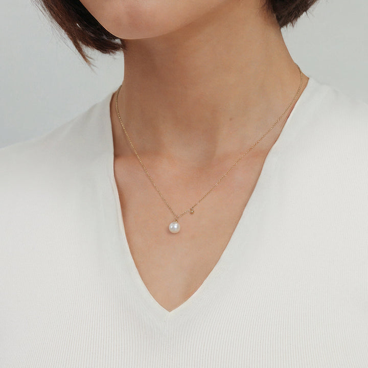 Gabriel & Co. 14K Yellow Gold Pearl Drop Pendant Necklace — shown on a model; other jewellery sold separately — NK7669Y4JPL