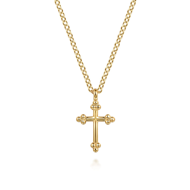 14K Yellow Gold 12mm Cross Necklace