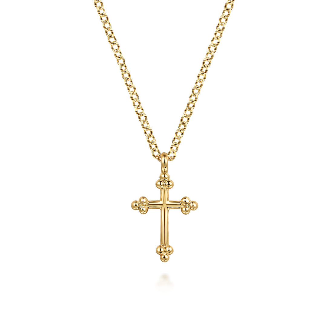 Gabriel & Co. 14K Yellow Gold Bujukan 12mm Cross Necklace — product view 1 — NK7670Y4JJJ