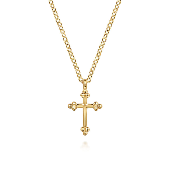 Gabriel & Co. 14K Yellow Gold Bujukan 12mm Cross Necklace