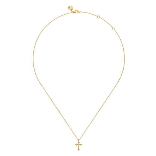 Gabriel & Co. 14K Yellow Gold Bujukan 12mm Cross Necklace — product view 2 — NK7670Y4JJJ