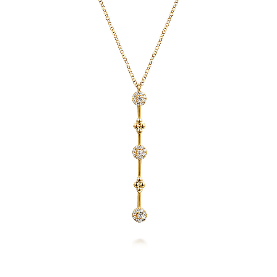 Gabriel & Co. 14K Yellow Gold Bujukan Diamond Bar Necklace — pendant detail — NK7697Y45JJ