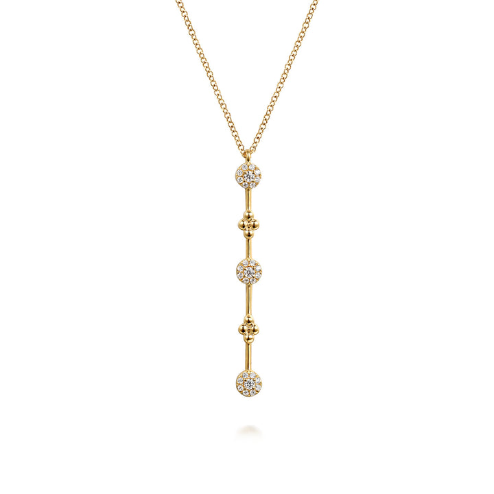 Gabriel & Co. 14K Yellow Gold Bujukan Diamond Bar Necklace — pendant detail — NK7697Y45JJ