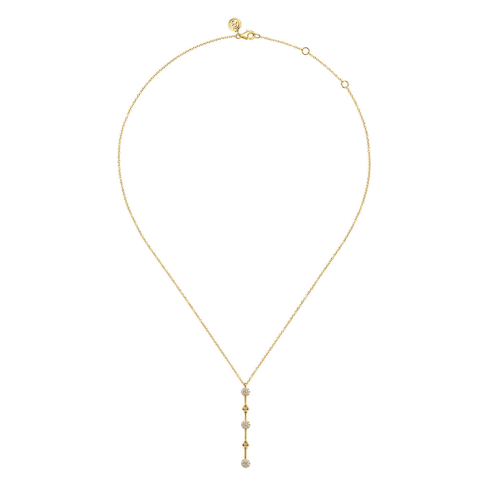Gabriel & Co. 14K Yellow Gold Bujukan Diamond Bar Necklace — full necklace view — NK7697Y45JJ