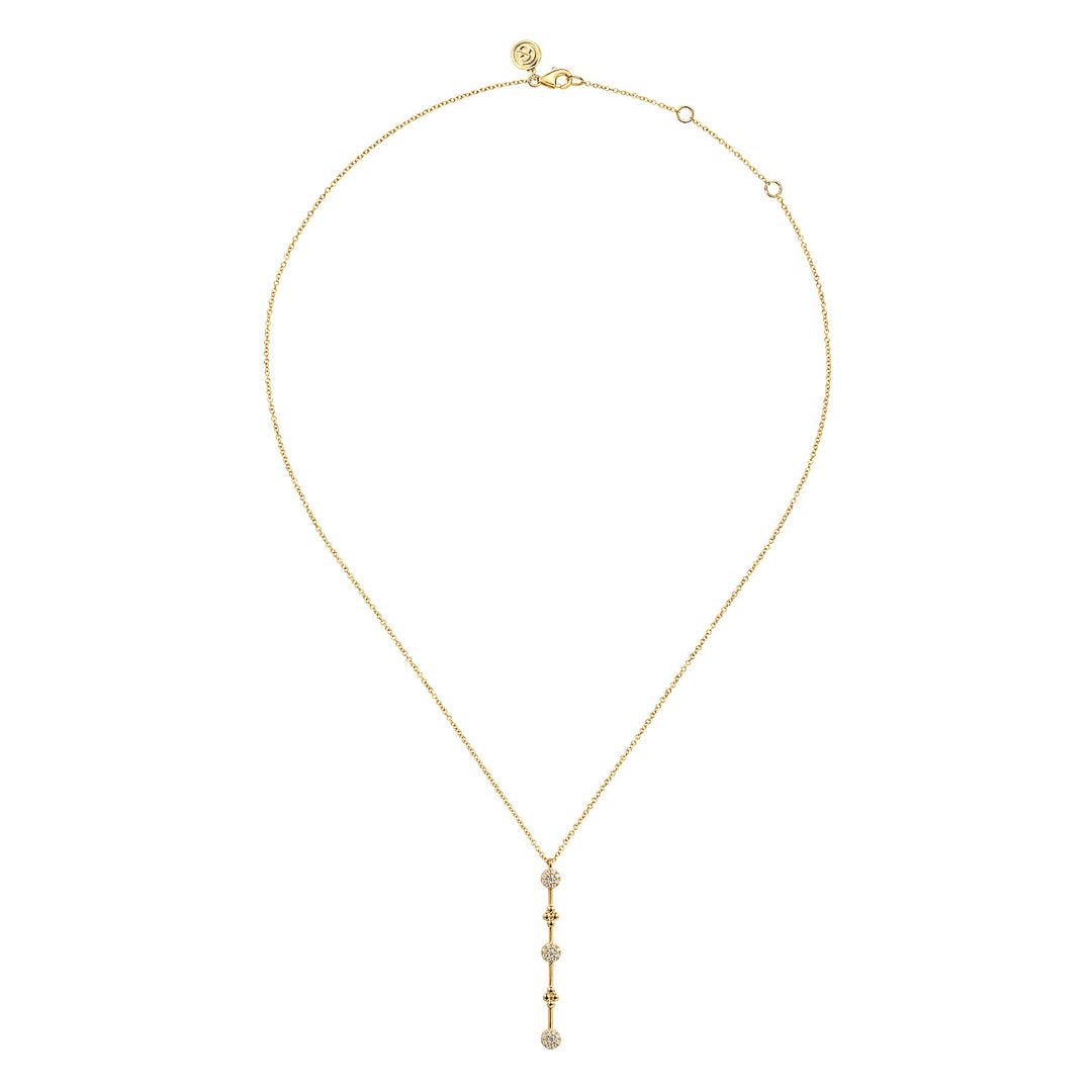 Gabriel & Co. 14K Yellow Gold Bujukan Diamond Bar Necklace — full necklace view — NK7697Y45JJ