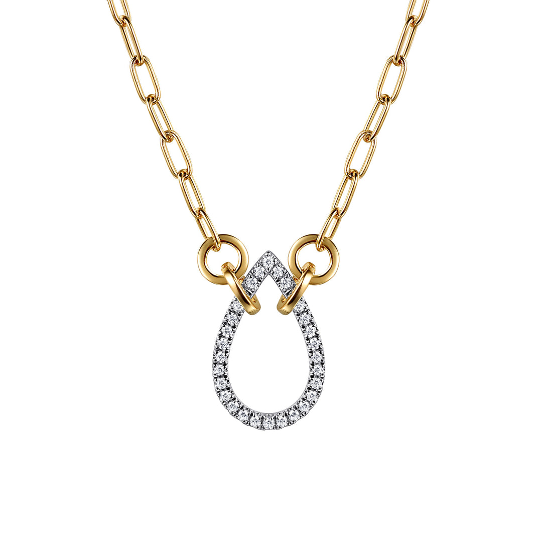 Gabriel & Co. 14K White and Yellow Gold Diamond Teardrop Chain Necklace — pendant detail — NK7733M45JJ