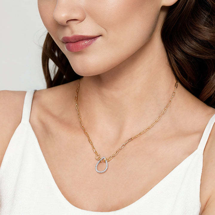 Gabriel & Co. 14K White and Yellow Gold Diamond Teardrop Chain Necklace — shown on a model; other jewellery sold separately — NK7733M45JJ