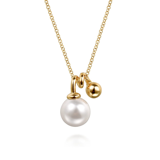 Gabriel & Co. 14K Yellow Gold Bujukan Bead and Pearl Pendant Necklace