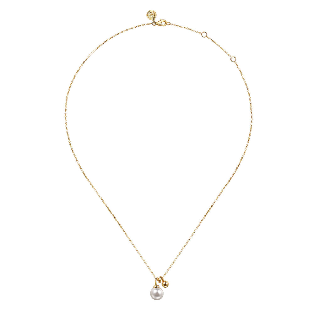 Gabriel & Co. 14K Yellow Gold Bujukan Bead and Pearl Pendant Necklace — full necklace view — NK7789Y4JPL