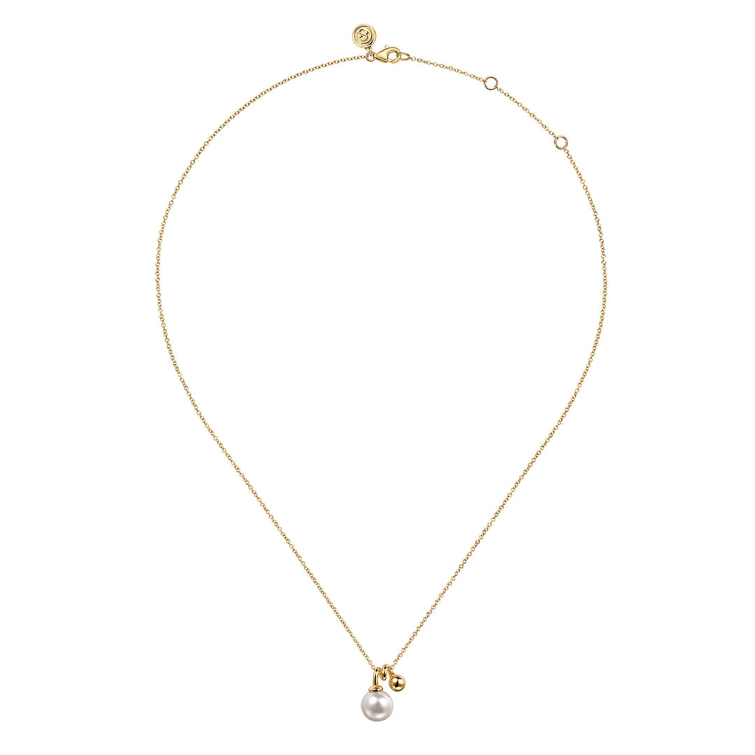 Gabriel & Co. 14K Yellow Gold Bujukan Bead and Pearl Pendant Necklace — full necklace view — NK7789Y4JPL