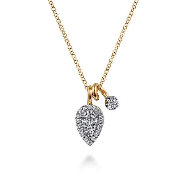 Gabriel & Co. 14K White and Yellow Gold Diamond Pendant Necklace