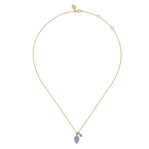 Gabriel & Co. 14K White Yellow Gold Double Diamond Pendant Necklace NK7802M45JJ