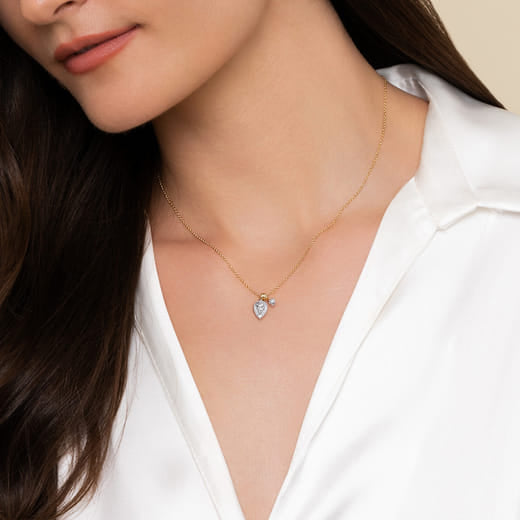 Gabriel & Co. 14K White Yellow Gold Double Diamond Pendant Necklace NK7802M45JJ
