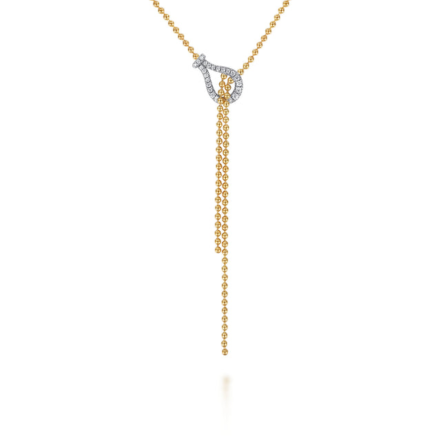 Gabriel & Co. 14K White and Yellow Gold Strides - Bujukan and Diamond Stirrup Y Necklace