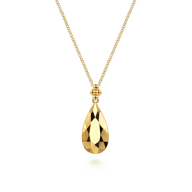 Gabriel & Co. 14K Yellow Gold Bujukan Clover Teardrop Pendant Necklace