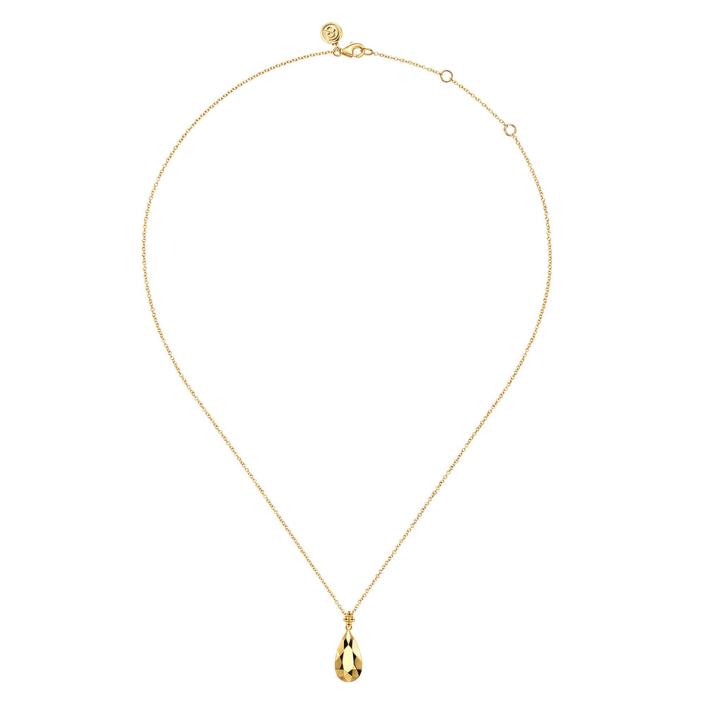 Gabriel & Co. 14K Yellow Gold Bujukan Clover Teardrop Pendant Necklace — full necklace view — NK7988Y4JJJ