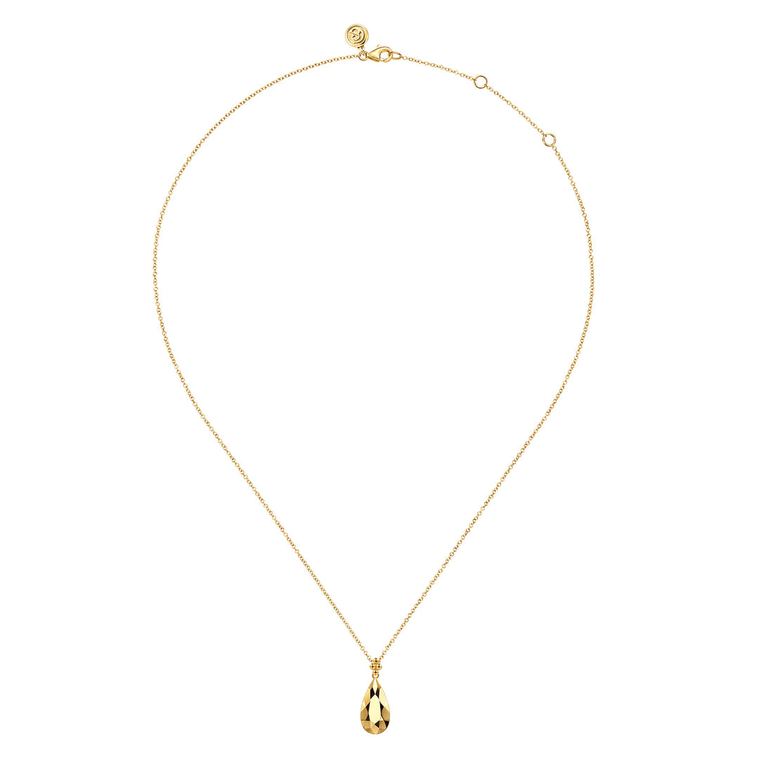 Gabriel & Co. 14K Yellow Gold Bujukan Clover Teardrop Pendant Necklace — full necklace view — NK7988Y4JJJ
