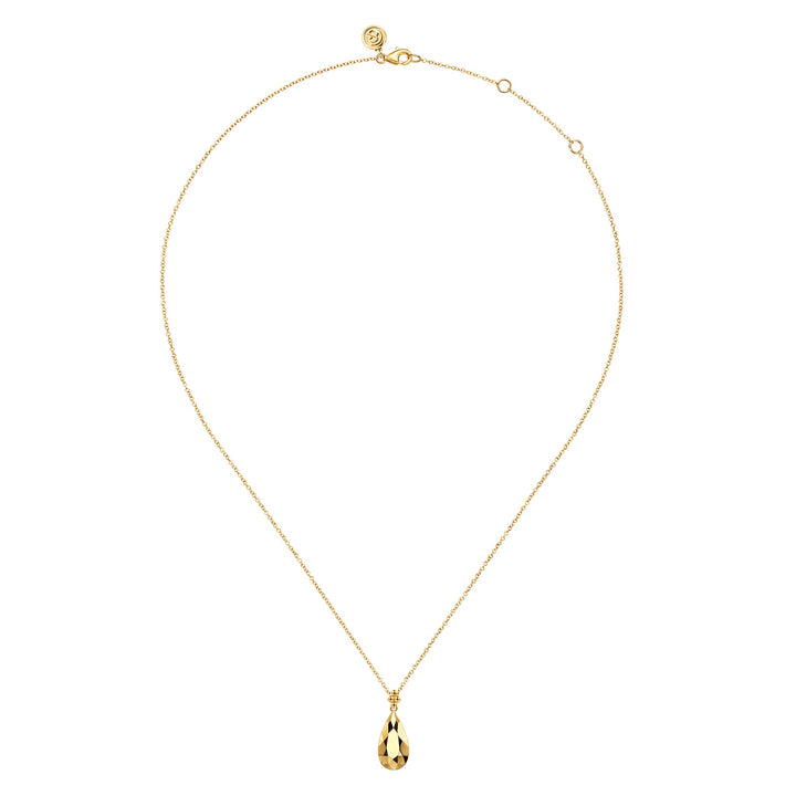 Gabriel & Co. 14K Yellow Gold Bujukan Clover Teardrop Pendant Necklace — full necklace view — NK7988Y4JJJ
