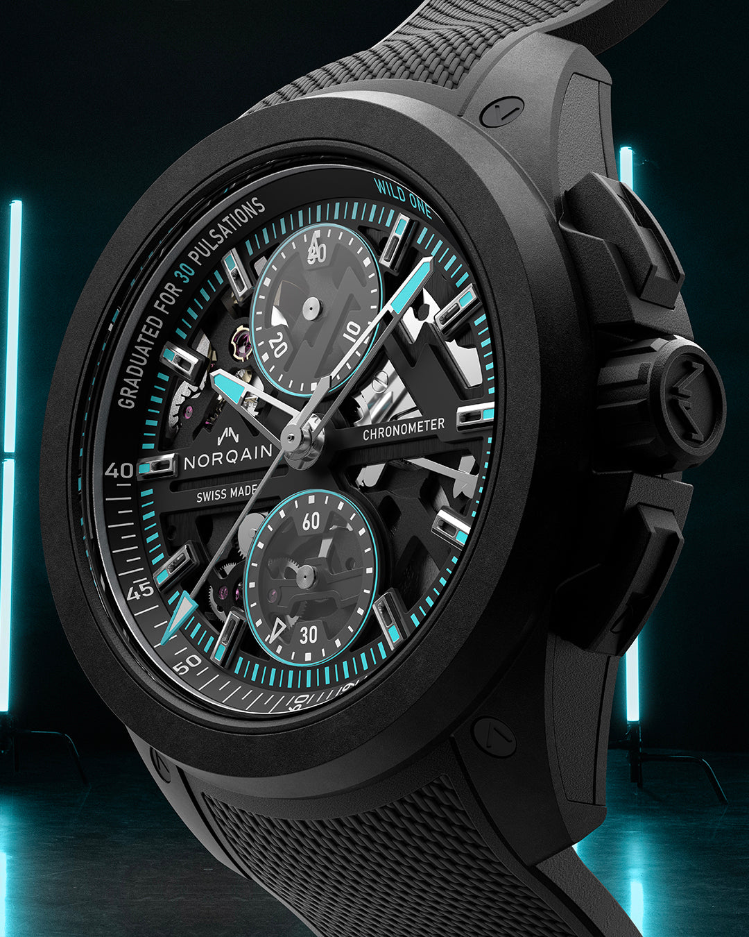 NORQAIN Wild ONE Skeleton Chrono Black N3002.40Q01.B07.R01