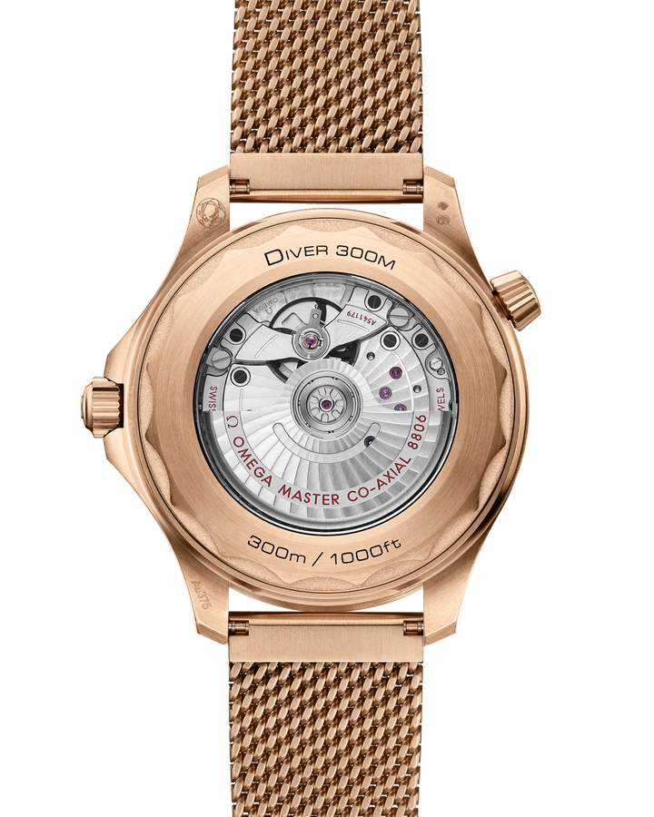 OMEGA Seamaster Diver 300M 42 mm, Bronze gold on Bronze Gold 210.90.42.20.01.003 open case back