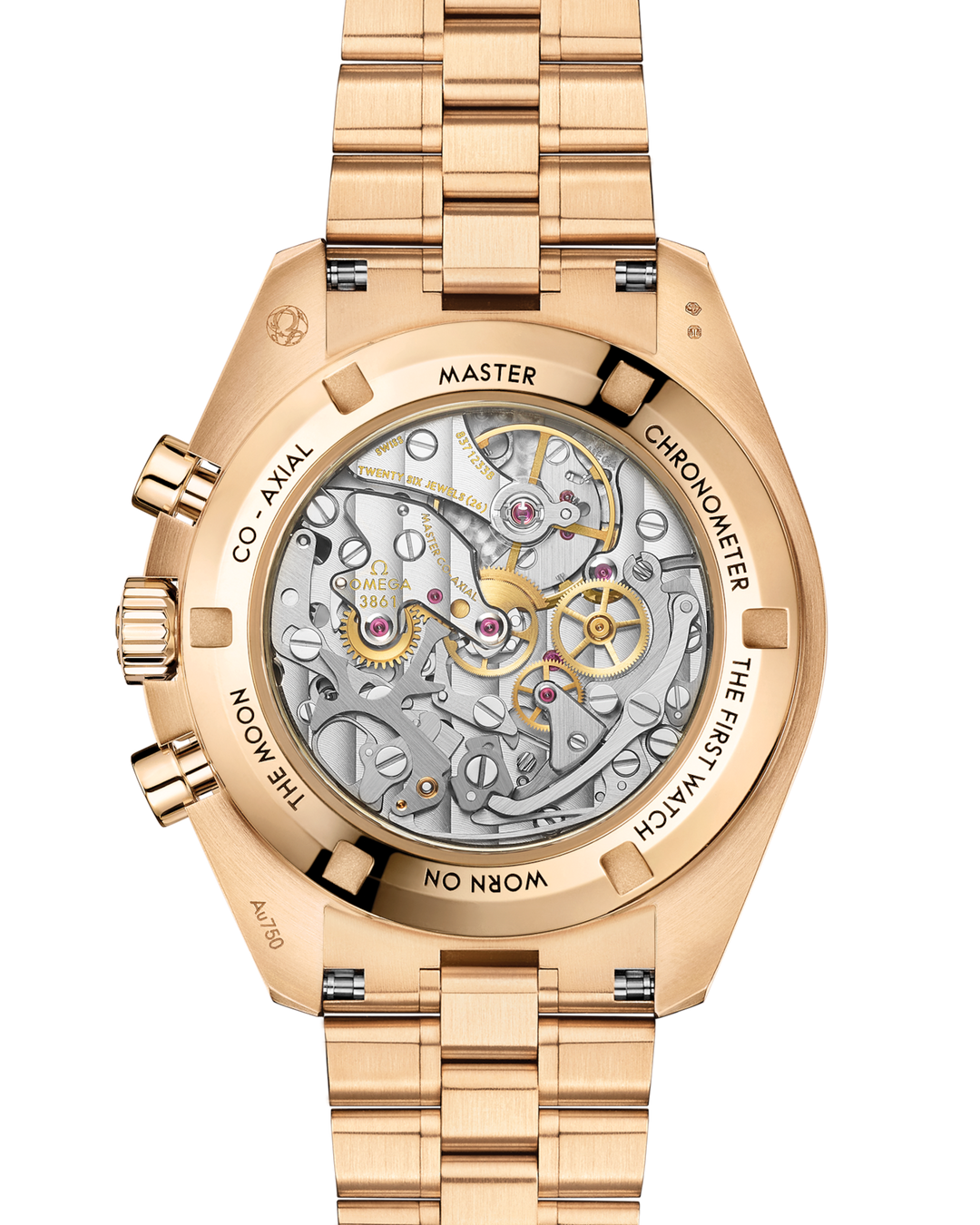 OMEGA Speedmaster Moonwatch Professional 42 mm gold on Moonshine™ 310.60.42.50.01.002 open case
