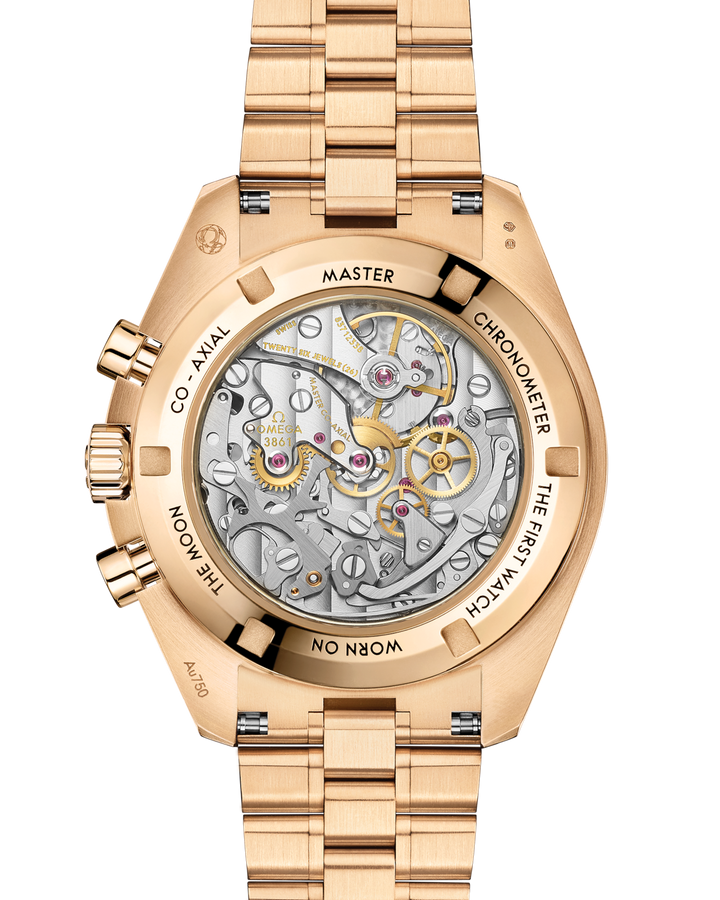 OMEGA Speedmaster Moonwatch Professional 42 mm gold on Moonshine™ 310.60.42.50.01.002 open case