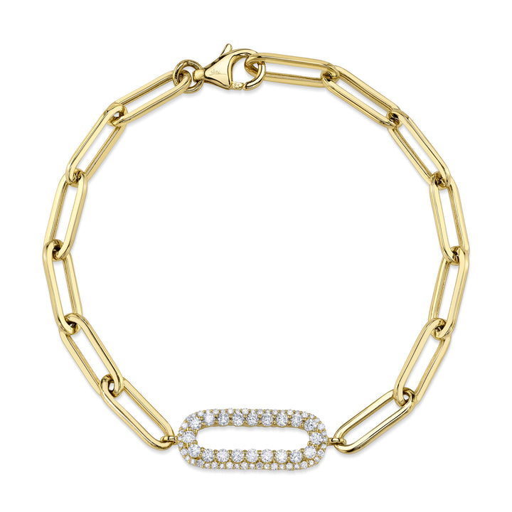 Shy Creation 0.65 TCW 14K Yellow Gold Diamond Paper Clip Link Bracelet SC22001102