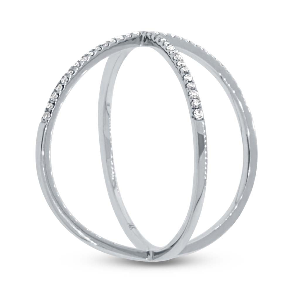 Shy Creation 0.18Ct 14K White Gold Diamond Lady'S "X" Ring Sz 8 SC22003512Z8