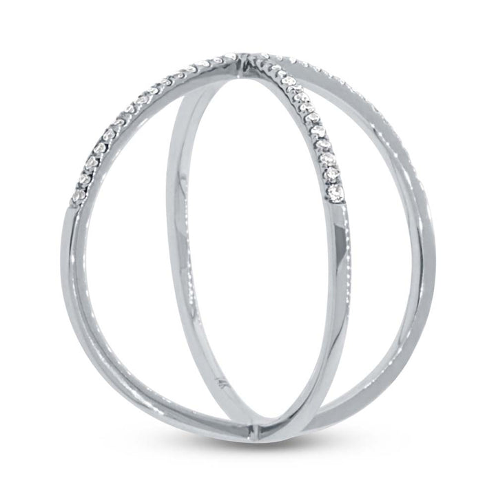 Shy Creation 0.18Ct 14K White Gold Diamond Lady'S "X" Ring Sz 8 SC22003512Z8